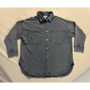 Moco Boutique Women's Go Everywhere Oversized Jacket Dark Denim Large NEW